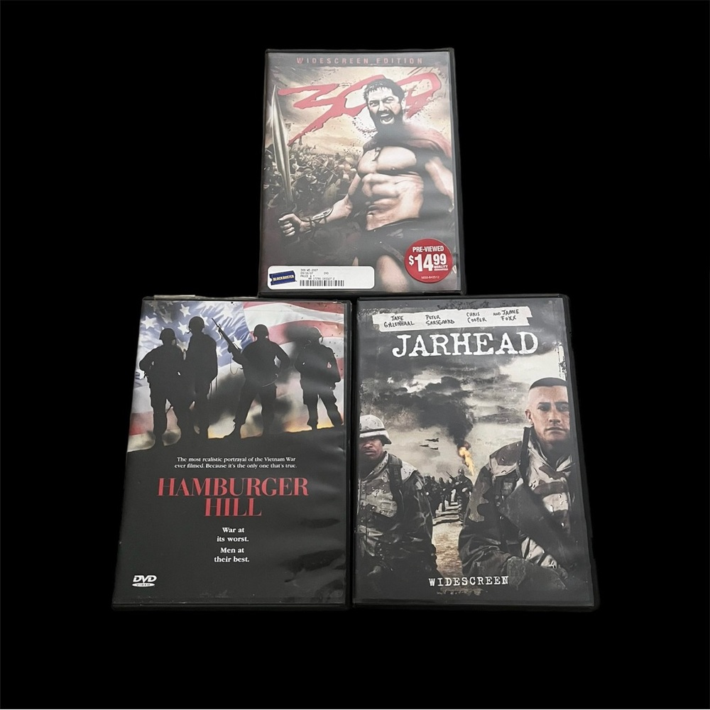 3 War Movies: 300 - Hamburger Hill - Jarhead - DVDs
